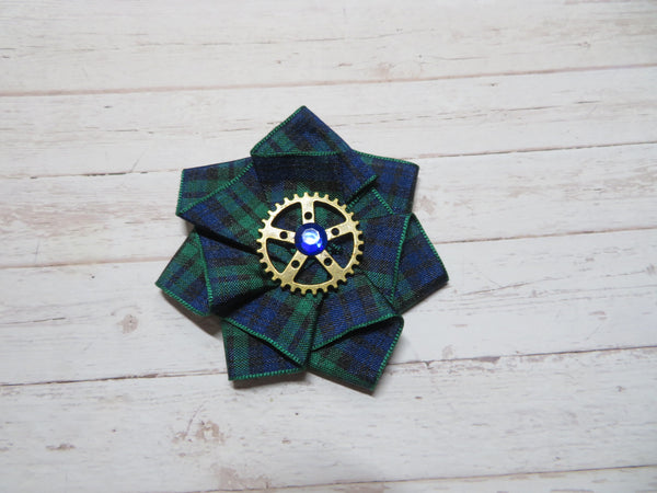Black Watch Tartan Mini Steampunk Ruffle Hair Clip