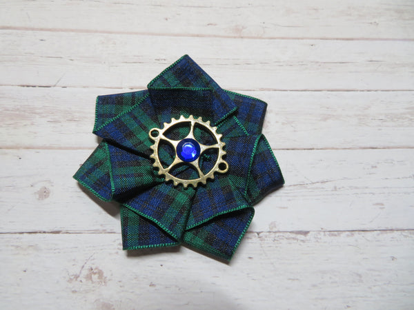 Black Watch Tartan Mini Steampunk Ruffle Hair Clip