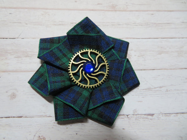Black Watch Tartan Mini Steampunk Ruffle Hair Clip