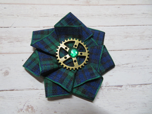Black Watch Tartan Mini Steampunk Ruffle Hair Clip