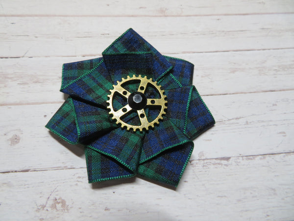 Black Watch Tartan Mini Steampunk Ruffle Hair Clip