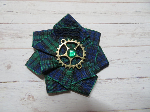 Black Watch Tartan Mini Steampunk Ruffle Hair Clip
