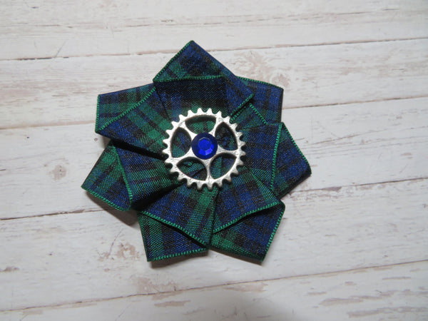 Black Watch Tartan Mini Steampunk Ruffle Hair Clip