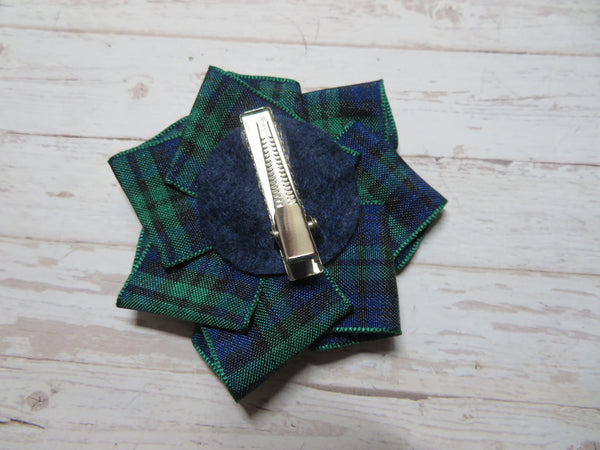 Black Watch Tartan Mini Steampunk Ruffle Hair Clip