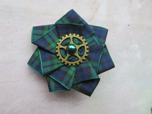 Black Watch Tartan Mini Steampunk Ruffle Hair Clip