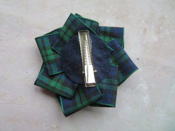 Black Watch Tartan Mini Steampunk Ruffle Hair Clip