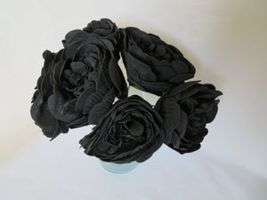 Large Black Foam Peony Flowers x 6