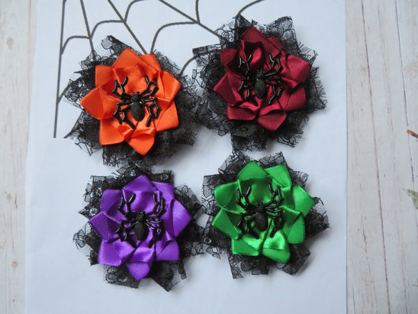 Black Lace Spider Edith Brooch/ Hair Clip