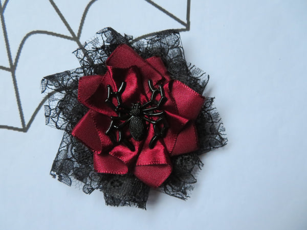 Black Lace Spider Edith Brooch/ Hair Clip