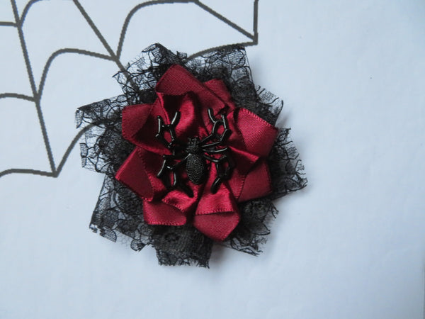 Black Lace Spider Edith Brooch/ Hair Clip