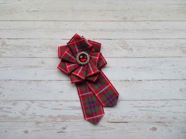 Fraser Tartan Ruffle & Crystal Brooch