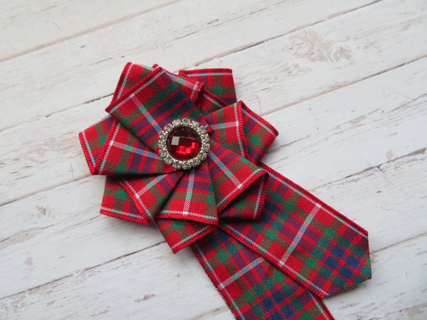 Fraser Tartan Ruffle & Crystal Brooch