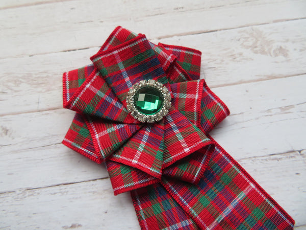 Fraser Tartan Ruffle & Crystal Brooch
