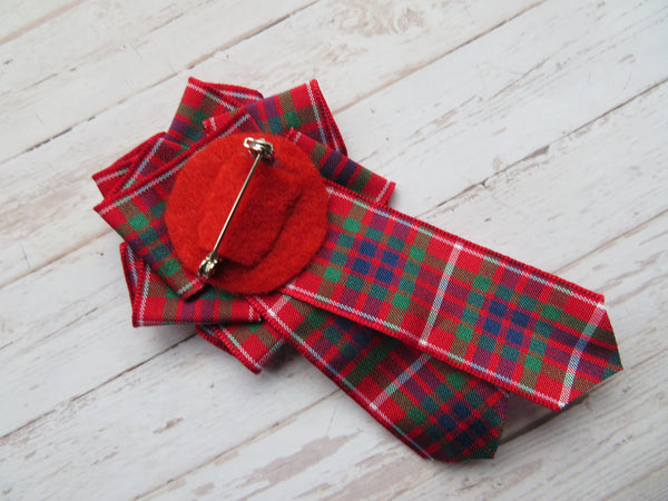 Fraser Tartan Ruffle & Crystal Brooch