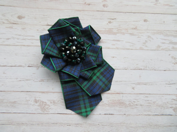 Large Black Watch Crystal Brooch