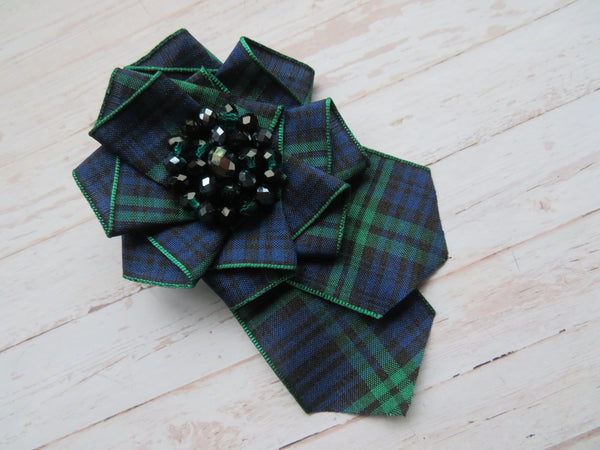 Large Black Watch Crystal Brooch