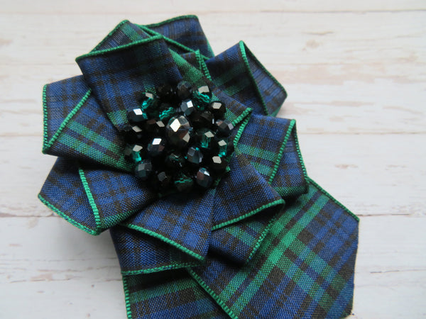Large Black Watch Crystal Brooch