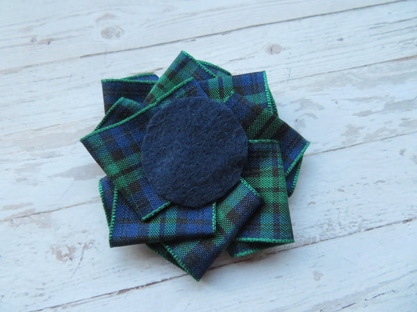 Mini Tartan Ribbon Ruffle Hair Clips