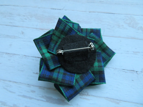 Mini Tartan Ribbon Ruffle Hair Clips