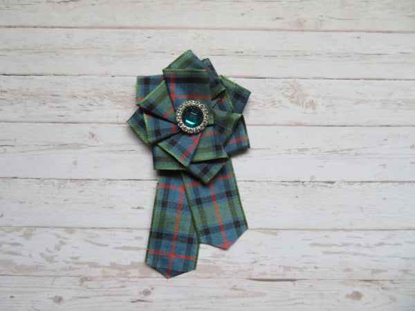 Flower of Scotland Crystal Tartan Ruffle Brooch