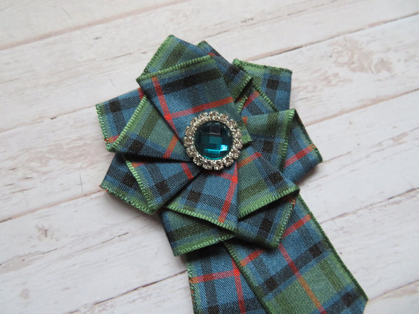 Flower of Scotland Crystal Tartan Ruffle Brooch