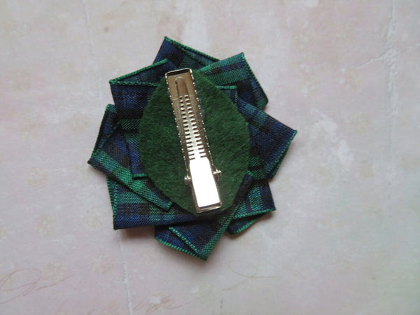 Mini Tartan Ribbon Ruffle Hair Clips