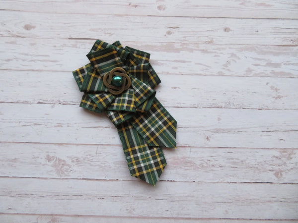 Irish National Tartan Ruffle Brooch