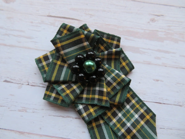 Irish National Tartan Ruffle Brooch