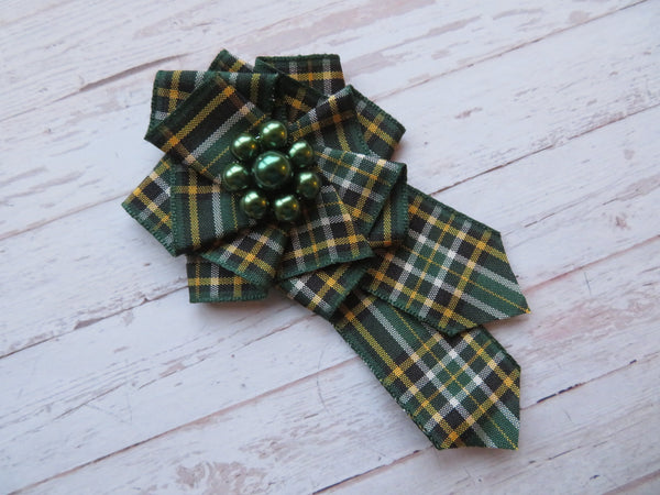 Irish National Tartan Ruffle Brooch
