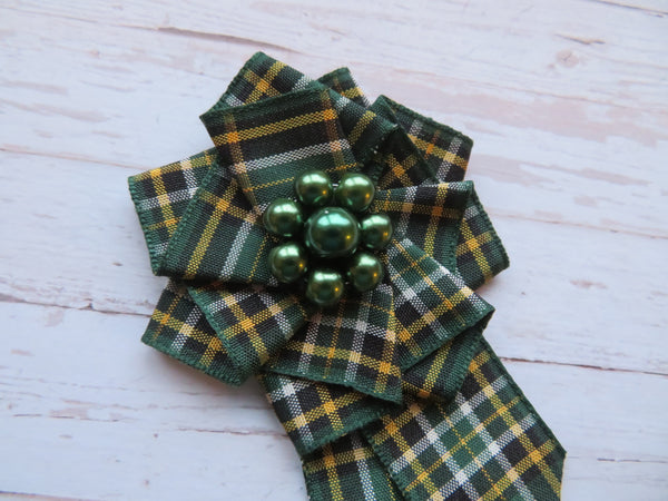 Irish National Tartan Ruffle Brooch