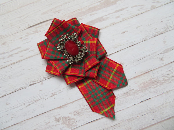Cameron Tartan Ruffle Brooch