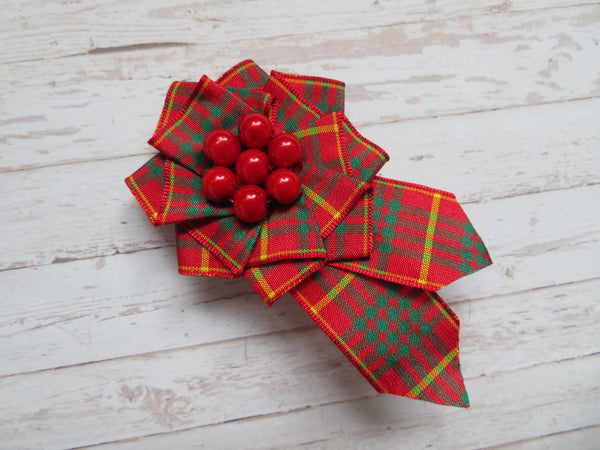 Cameron Tartan Ruffle Brooch