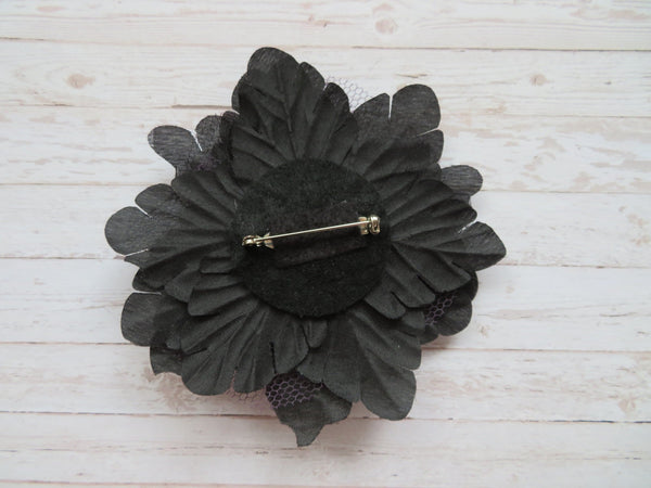 Black & Amethyst Crystal Butterfly Gothic Brooch Corsage Wedding Halloween Gift