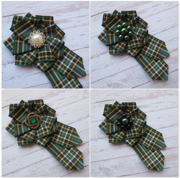 Irish National Tartan Ruffle Brooch