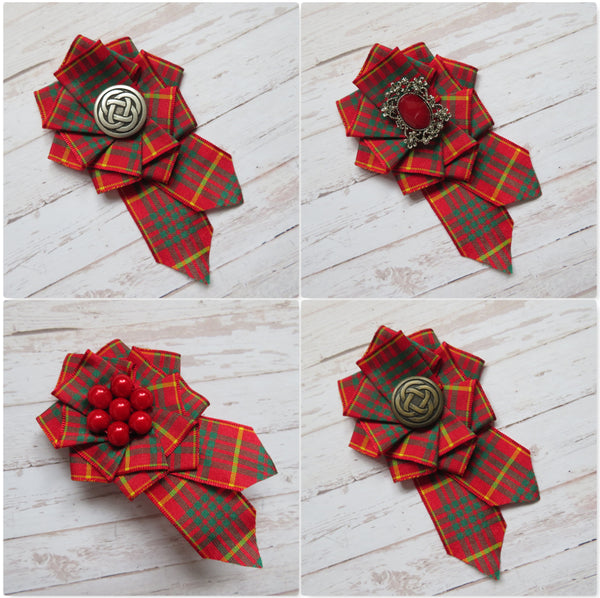 Cameron Tartan Ruffle Brooch