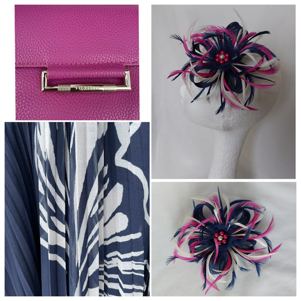 Navy & Magenta Orchid Pink Mini Lily