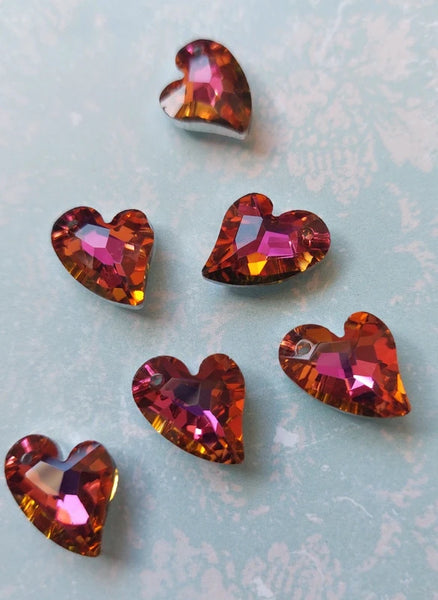 Bright Pink and Orange Ombre Crystal Heart