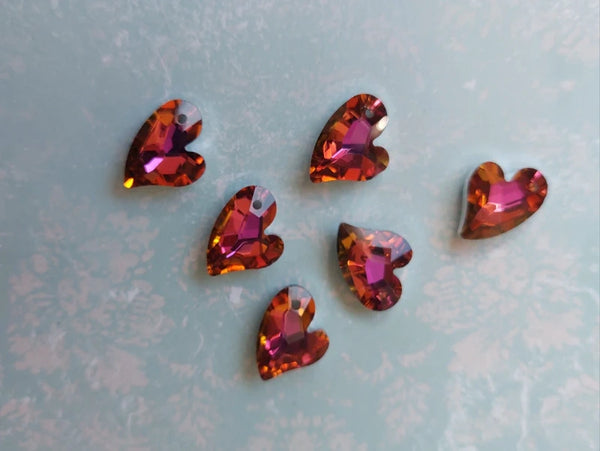 Bright Pink and Orange Ombre Crystal Heart