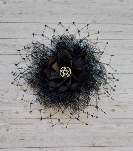 Black & Silver Pentagram Hair Clip