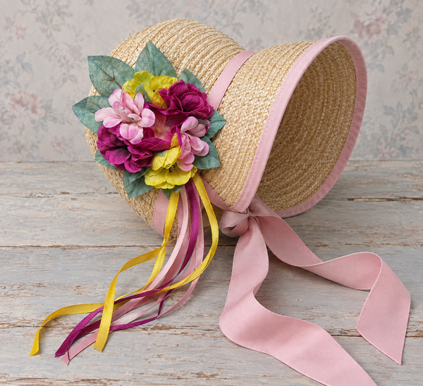 Aqua Pink and Yellow Floral Regency Clip