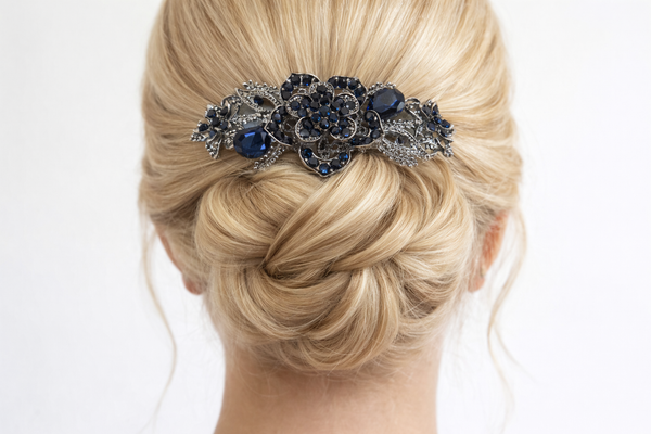 Midnight Bloom Jewelled Claw Comb