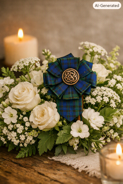 Large Black Watch Tartan Rosette