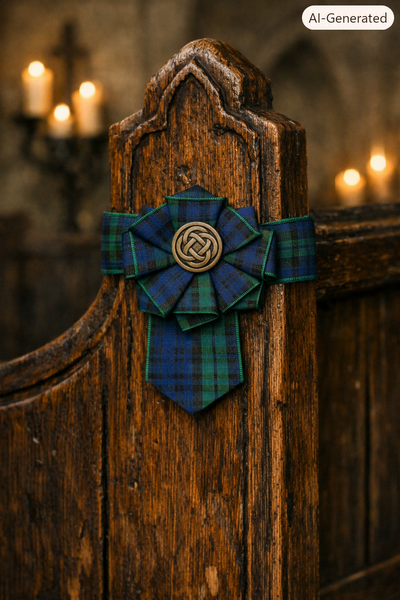 Large Black Watch Tartan Rosette