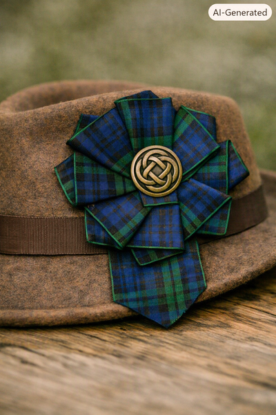Large Black Watch Tartan Rosette