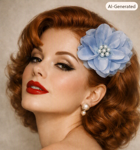 Pale Sky Blue Penny Blossom Hair Clip