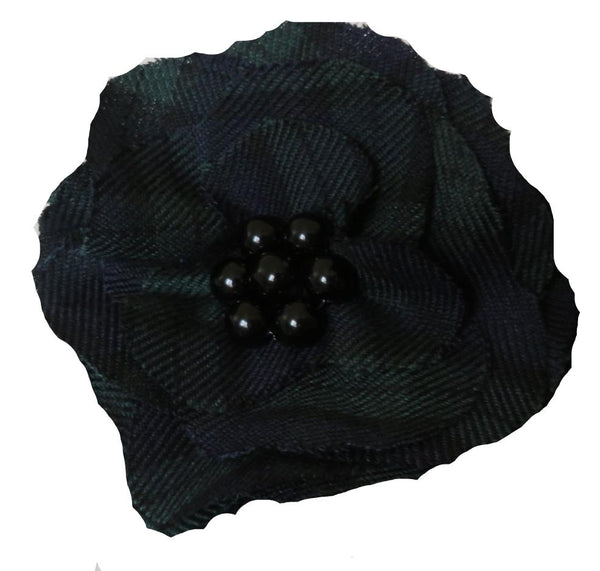 Tartan Fabric Flower Brooch