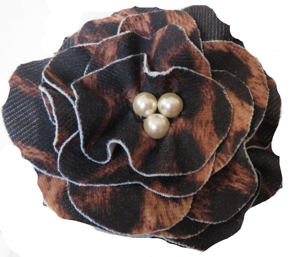 Tartan Fabric Flower Brooch