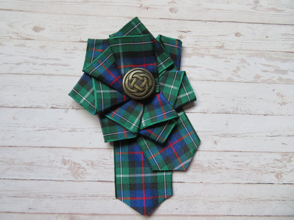 Large Tartan Ruffle Rosette Brooch Pin/ Clip - Made to Order