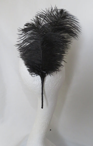 black ostrich feather hair ornament for regency jane austen balls weddings and events