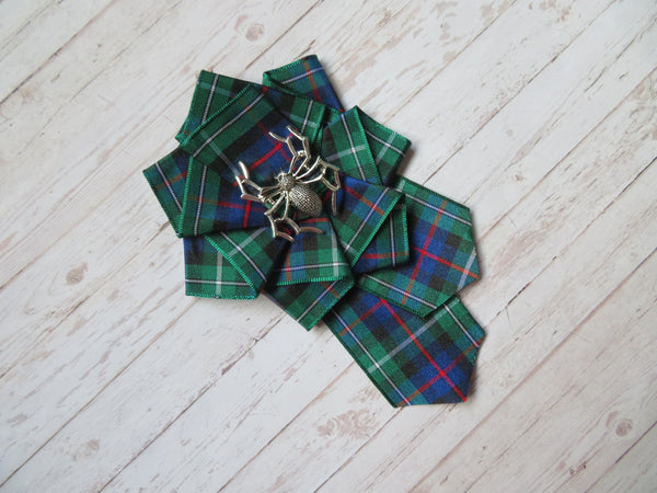 Large Tartan Ruffle Rosette Brooch Pin/ Clip - Made to Order